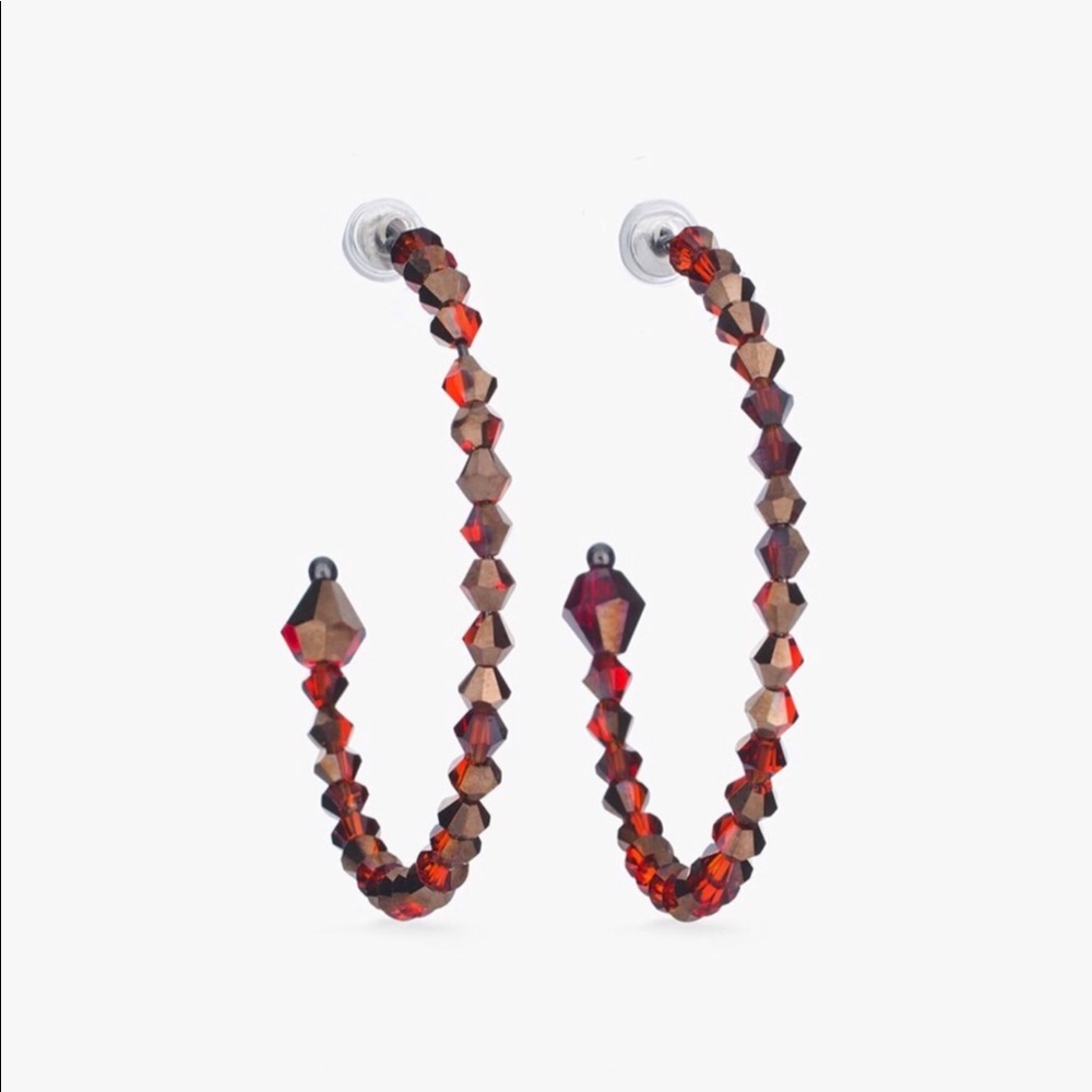 CHICO’S RED SHIMMER HOOP EARRINGS